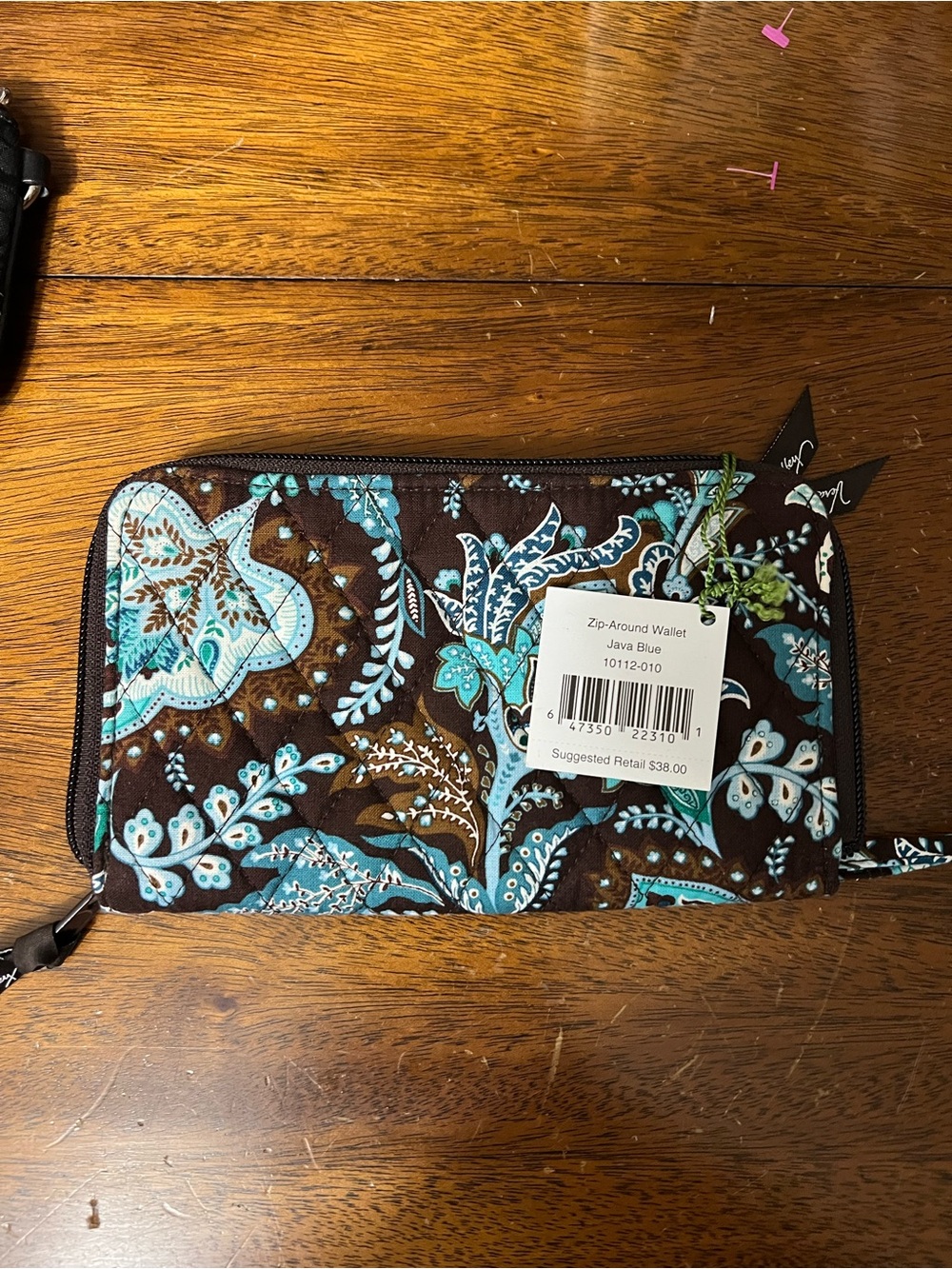 Vera Bradley Java Blue Quilted Zip Wallet